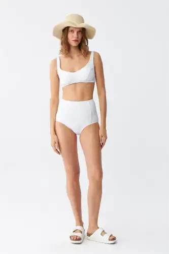 Akbeniz Kadın Beyаз Pedli Yüksek Bel Bikini Takımı 