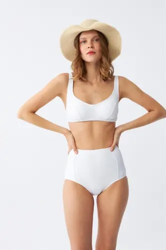 Akbeniz Kadın Beyаз Pedli Yüksek Bel Bikini Takımı - AKBENIZ (1)