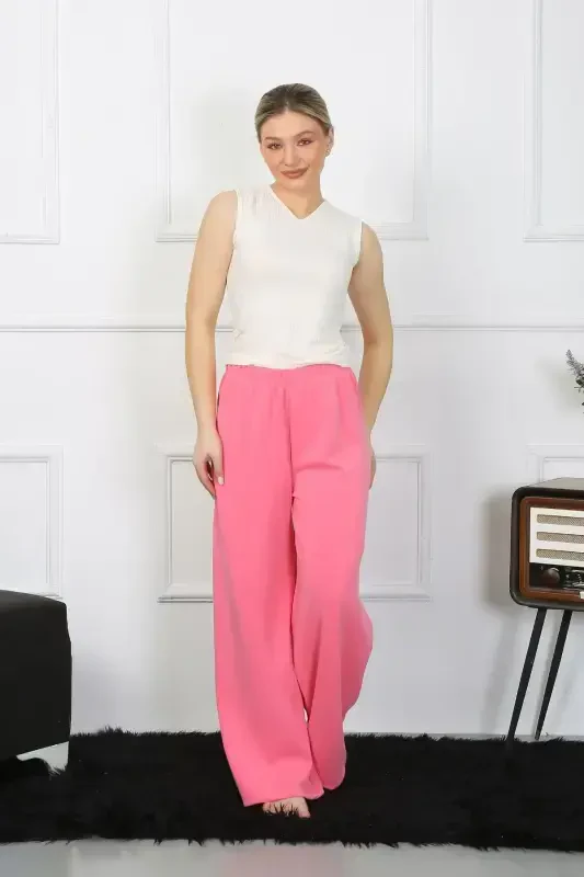 Akbeniz Kadın Bol Paça Penye Pembe Alt Üst Takım 5501 - 6