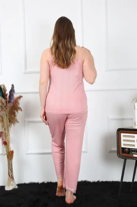 Akbeniz Kadın Büyük Beden Pudra İp Askılı Pijama Takım 202195 - 5