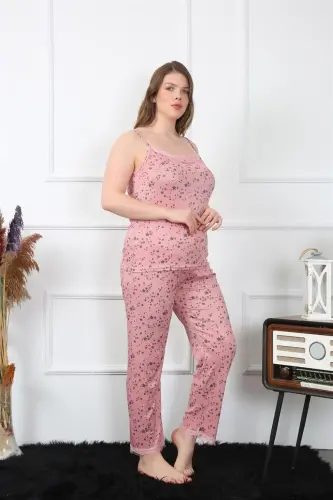 Akbeniz Kadın Büyük Beden Somon İp Askılı Pijama Takım 202198 - 1