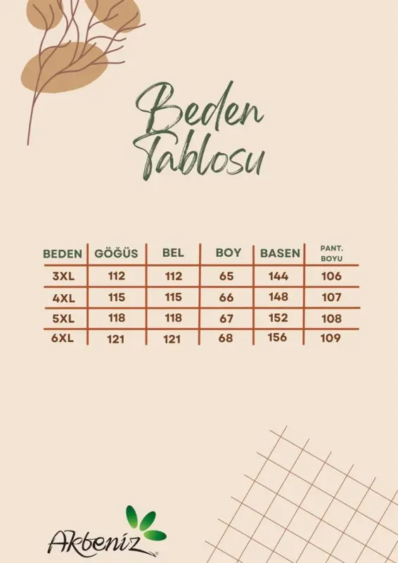 Akbeniz Kadın Ekru Keten Jakarlı Büyük Beden Alt Üst Takım - 8
