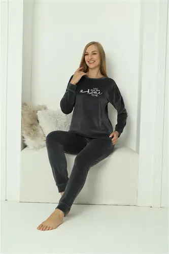 Akbeniz Kadın Kadife Füme Pijama Takım 20624 - 6