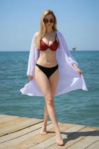 Akbeniz Kadın Kimono Pareo Plaj Elbisesi Beyaz 38040 