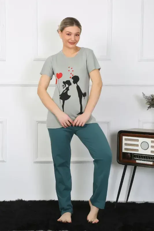 Akbeniz Kadın Kısa Kol Penye Pijama Takımı 4210 - 4