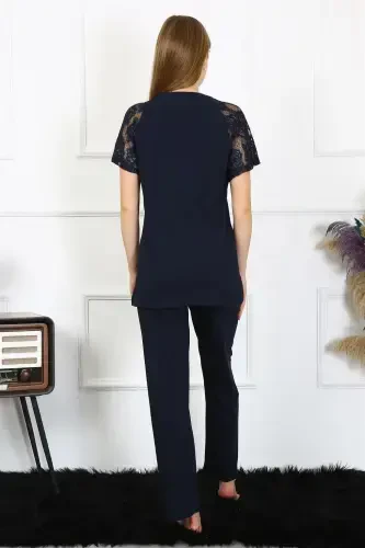 Akbeniz Kadın Kolu Dantelli Penye Pijama Takım 4150 - 4