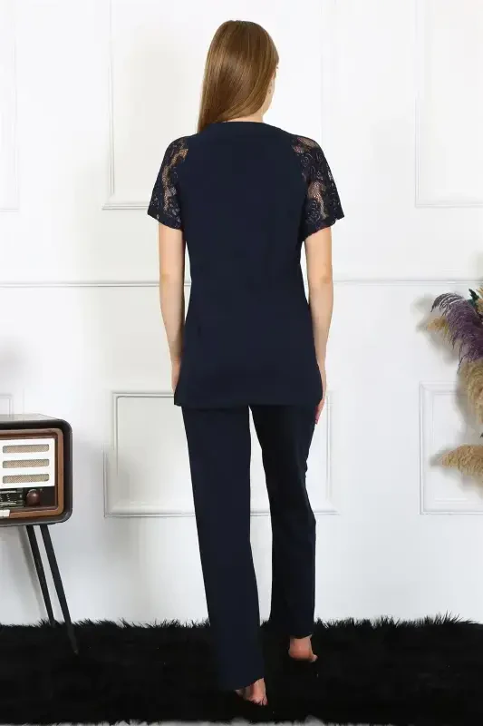 Akbeniz Kadın Kolu Dantelli Penye Pijama Takım 4150 - 4