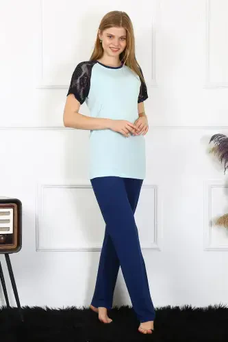 Akbeniz Kadın Kolu Dantelli Penye Pijama Takım 4148 - 4