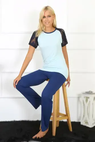 Akbeniz Kadın Kolu Dantelli Penye Pijama Takım 4148 - 6