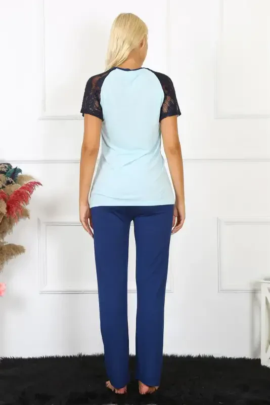Akbeniz Kadın Kolu Dantelli Penye Pijama Takım 4148 - 8