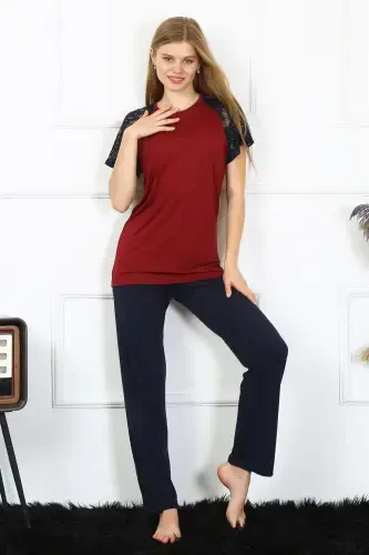 Akbeniz Kadın Kolu Dantelli Penye Pijama Takım 4149 - 3