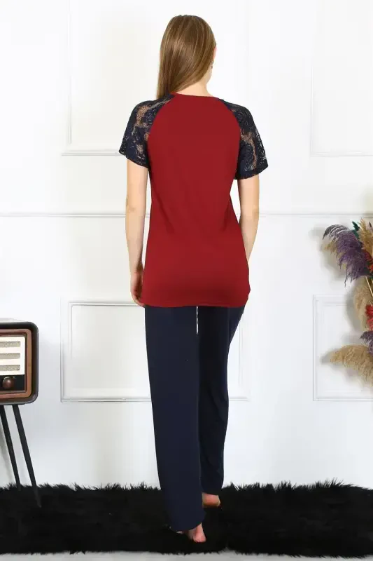 Akbeniz Kadın Kolu Dantelli Penye Pijama Takım 4149 - 8