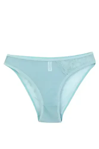 Akbeniz Kadın Mavi Dantel Detaylı Transparan 2'li Slip - 2