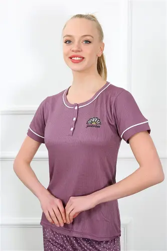 Akbeniz Kadın Mürdüm Kısa Kol Pijama Takım 20388 - 2