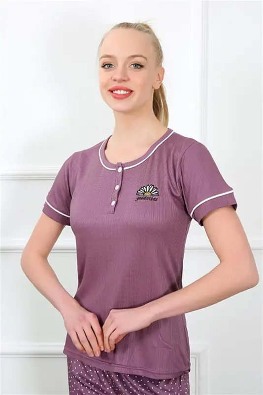 Akbeniz Kadın Mürdüm Kısa Kol Pijama Takım 20388 - 2