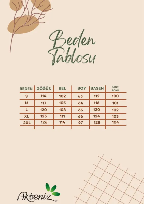 Akbeniz Kadın Oversize Sarı Desenli Pamuklu Kalın Pijama Takımı - 8