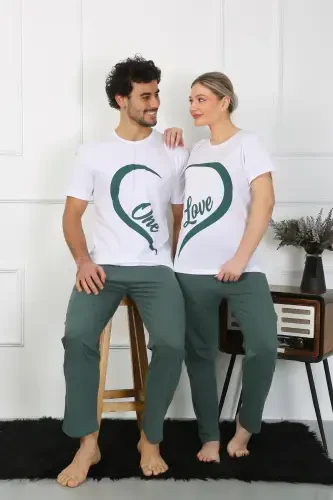 Akbeniz Kadın Pamuk Penye Sevgili Kombini Pijama Takımı Beyaz 50127 Tek Takım Fiyatıdır - 1