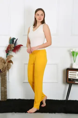 Akbeniz Kadın Pamuk Penye Tek Alt Pijama Sarı 27513 - 5