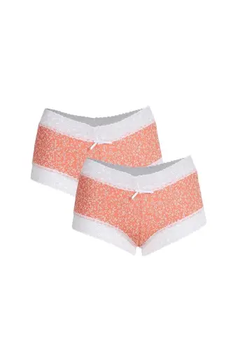 Akbeniz Kadın Pamuklu 2li Boxer Somon 40266 - 1