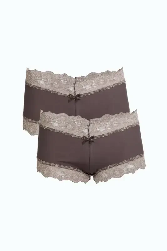 Akbeniz Kadın Pamuklu 2li Boxer Vizon 40278 - 2