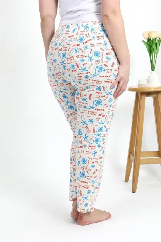 Akbeniz Kadın Pamuklu Büyük Beden Alt Pijama 27558 Ekru - 4