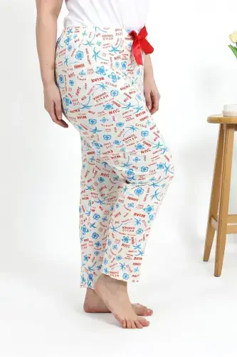Akbeniz Kadın Pamuklu Büyük Beden Alt Pijama 27558 Ekru - 7