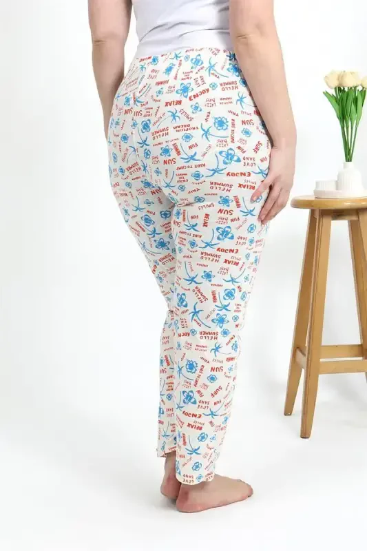 Akbeniz Kadın Pamuklu Büyük Beden Alt Pijama 27558 Ekru - 4