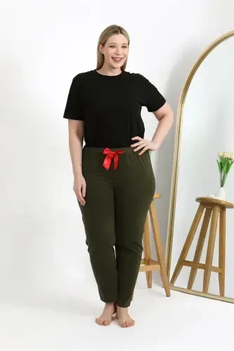 Akbeniz Kadın Pamuklu Büyük Beden Alt Pijama 27559 Haki - AKBENIZ (1)