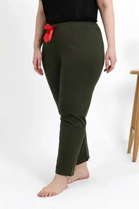 Akbeniz Kadın Pamuklu Büyük Beden Alt Pijama 27559 Haki - 5