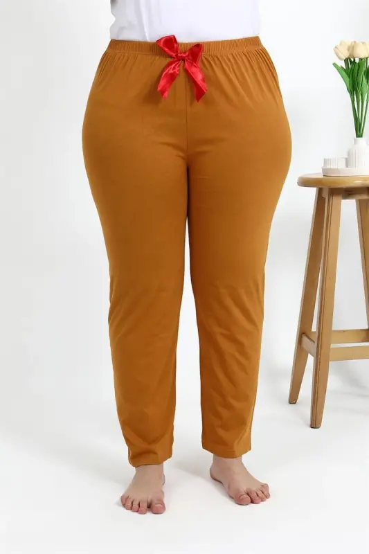 Akbeniz Kadın Pamuklu Büyük Beden Alt Pijama 27559 Hardal - 7