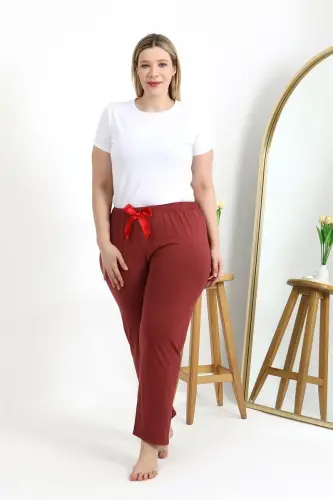 Akbeniz Kadın Pamuklu Büyük Beden Alt Pijama 27559 Yavruağzı - 4