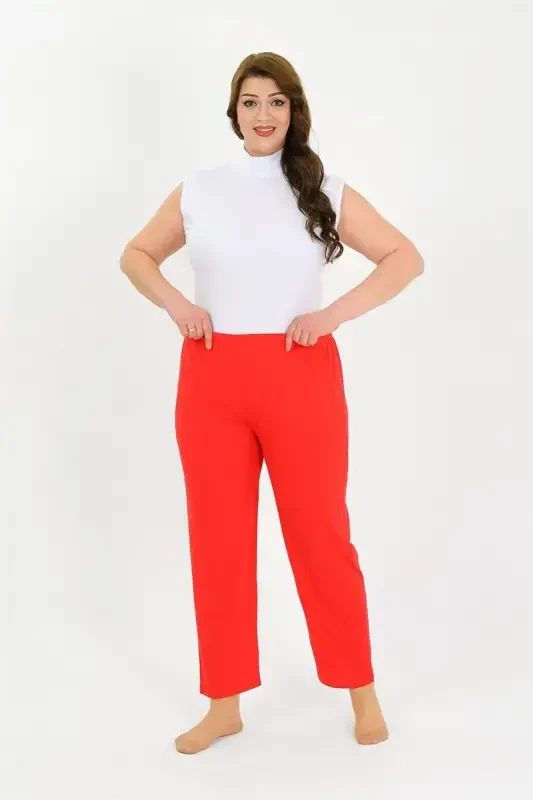 Akbeniz Kadın Pamuklu Büyük Beden Alt Pijama Kırmızı 27560 - 1