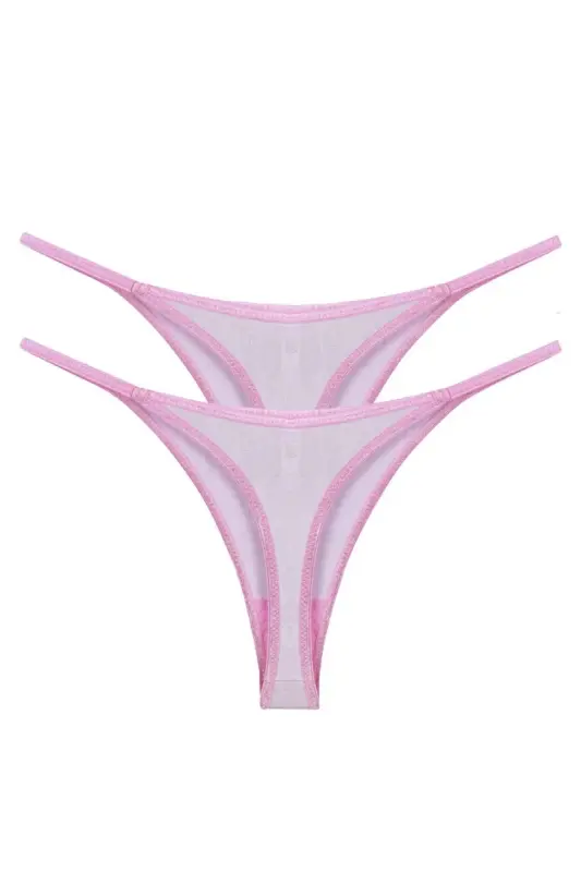 Akbeniz Kadın Pembe Transparan 2'li Tanga Slip - 1