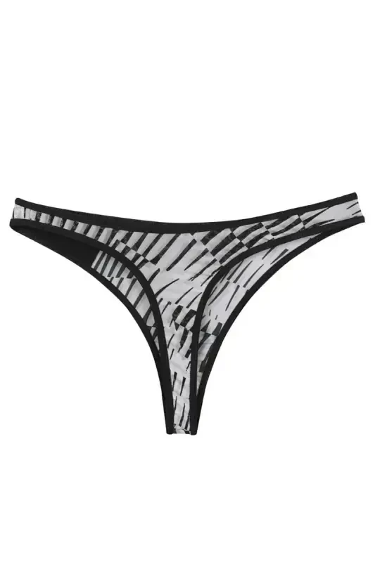 Akbeniz Kadın Siyah Beyaz Desenli 2'li Tanga Slip - 2