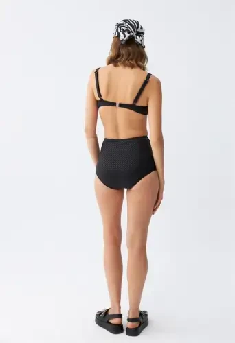 Akbeniz Kadın Siyah Pedli Yüksek Bel Bikini Takımı - 6