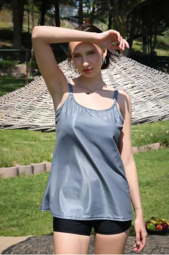 Akbeniz Kadın Şortlu Tankini Elbise Mayo Gri 36001 - 3