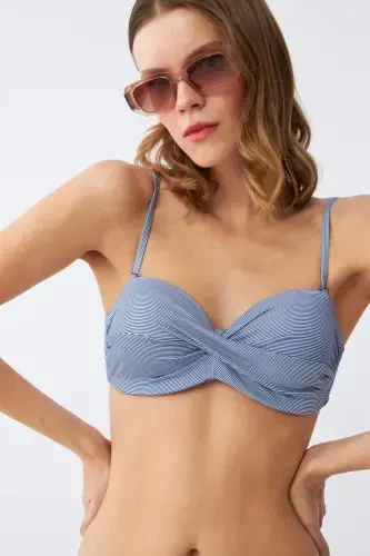 Akbeniz Kadın Straplez Mavi Bikini Takımı - 4