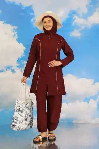 Akbeniz Kadın Tam Tesettür Bordo Mayo 31060 - 4