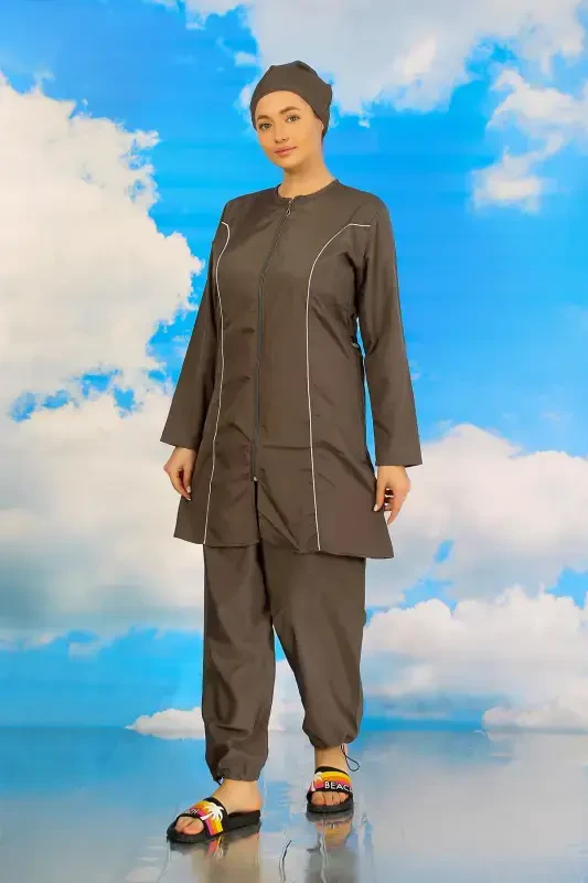 Akbeniz Kadın Tam Tesettür Füme Mayo 31060 - 2