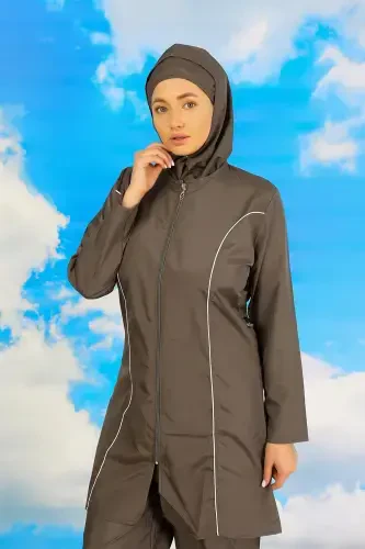 Akbeniz Kadın Tam Tesettür Füme Mayo 31060 - 4