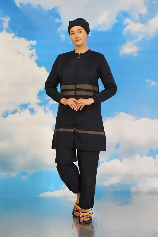 Akbeniz Kadın Tam Tesettür Mayo Lacivert 31061 - 2