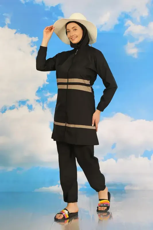 Akbeniz Kadın Tam Tesettür Mayo Siyah 31062 - 2