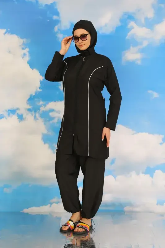 Akbeniz Kadın Tam Tesettür Siyah Mayo 31060 - 3