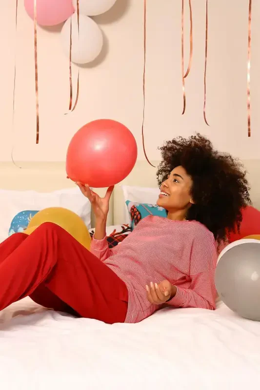 Akbeniz Kadın Uzun Kol 3 İplik Penye Pijama Takım 4184 - 4