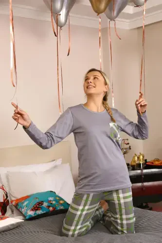 Akbeniz Kadın Uzun Kol Penye Pijama Takım 4199 - AKBENIZ (1)