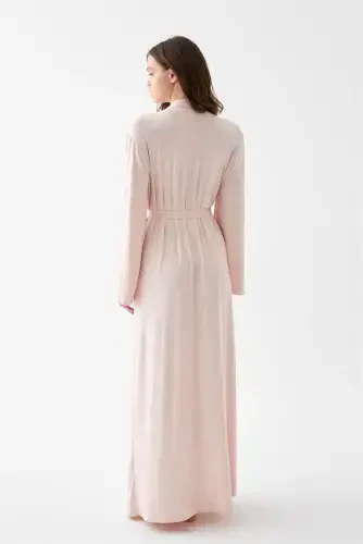 Akbeniz Kadın Uzun Pembe Penye Sabahlık - 6