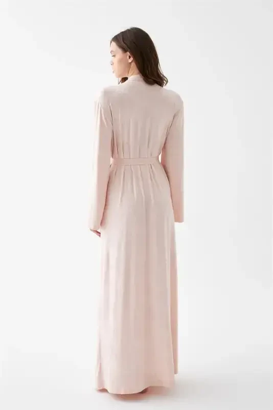 Akbeniz Kadın Uzun Pembe Penye Sabahlık - 6