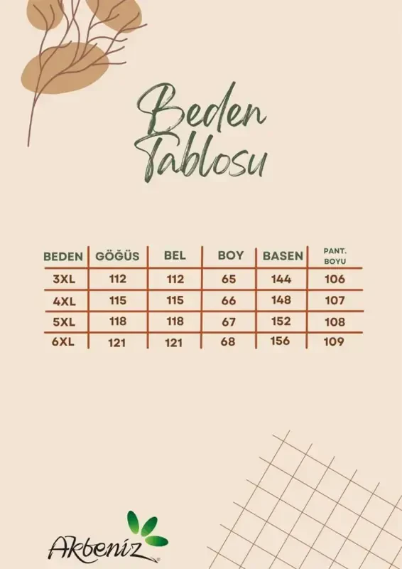 Akbeniz Kadın Yeşil Büyük Beden Penye Alt Üst Takım - 7