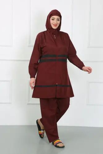 Akbeniz Katta Hajmli Hijob Mayo Bordo 44020 - 5