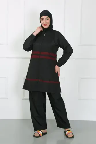 Akbeniz Katta Katta Hijob Cho'milish Kiyimi Qora 44025 - 1